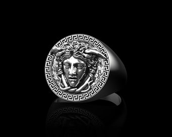 Silver Medusa Rings,Men Medusa Ring,Ancient Greek Mythology Ring,Venomous Snakes Silver Ring,Gorgon Medusa Ring,Greek Medusa Ring,Snake Hair
