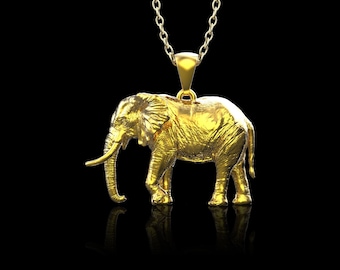 18K Gold Plated Elephant Walk Pendant, Elephant Necklace, Elephant Jewelry Charm, Animal Jewelry, Dainty Elephant Jewelry, Pendant Only