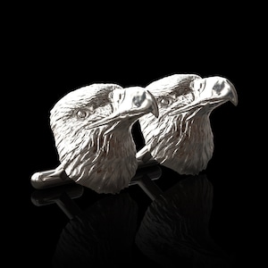 Silver American Bald Eagle Head Cufflinks, Eagle Cufflinks, Viking Eagle Cufflinks, Eagle Shirt Tuxedo Cufflinks, Wedding Cuff Links Gifts