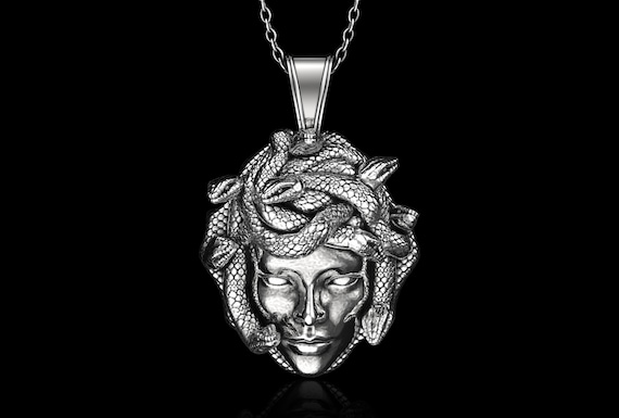 Medusa Necklace Greek Mythology Sterling Silver Pendant 