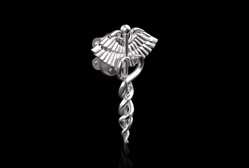Sterling Silver Caduceus Lapel Pin, Pharmacy Brooch, Gift for Doctor ...