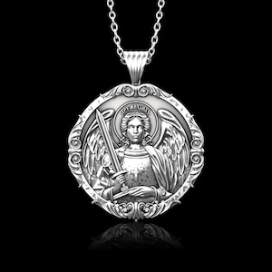 Sterling Silver Archangel Saint Michael Necklace, Christian Archangel Medallion, St Michael Is Commander Of The Army Of God, Pendant Only