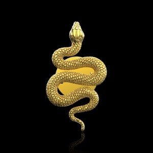 Yellow Gold Plated Snake Lapel Pins Gothic Badge, Serpent Men&#39;s Brooch, Men Suit Accessories, Men Fashion Items, Gift For Him, Birthday Gift