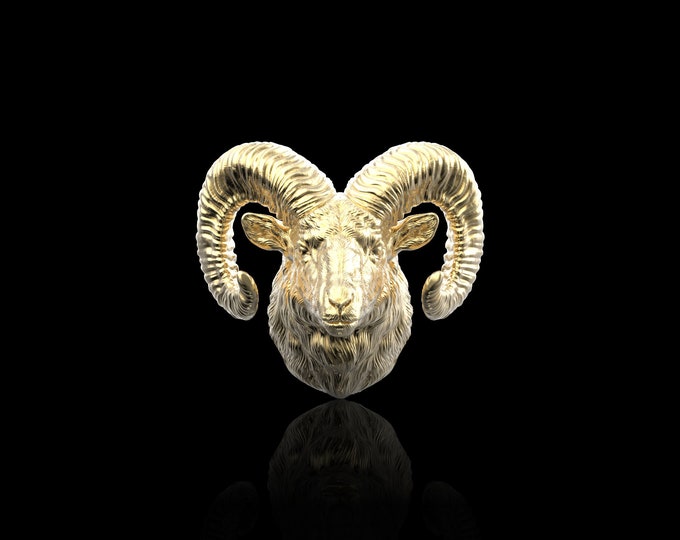 Bronze Big Horned Ram Lapel Pin, Aries Zodiac Men Brooch, Animal Badge, Groom Wedding Gift, Suit Aeccessory, Celtic Mythology  Gift For Him
