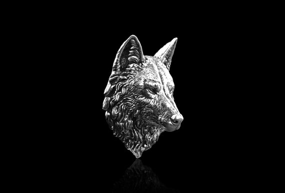 Sterling Silver Calm Wolf Lapel Pin, Men Brooch for Suit Wolf