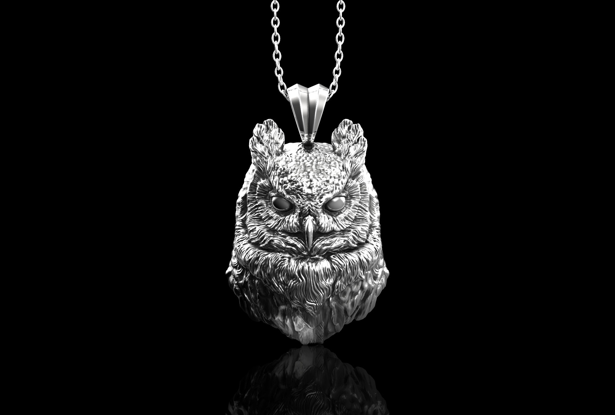 Sterling Silver Owl Pendant Necklace Handmade Owl Necklace Mens