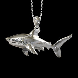 Sterling Silver Shark Pendant Necklace, Ocean Necklace, Scuba Diver Jewelry, Sea life Jewlery, Great White Shark, Beach Items, Pendant Only