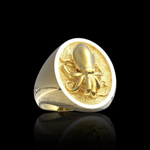 18K Gold Plated Octopus Ring, Sea Octopus Ring, Octopus Jewelry For Men, Sea Animal Ring, Marine Life Jewelry, Best Beach Item, Gift For Him