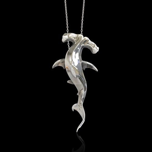 Shark Necklace Hammerhead Shark Pendant Sterling Silver 3D Etsy Australia