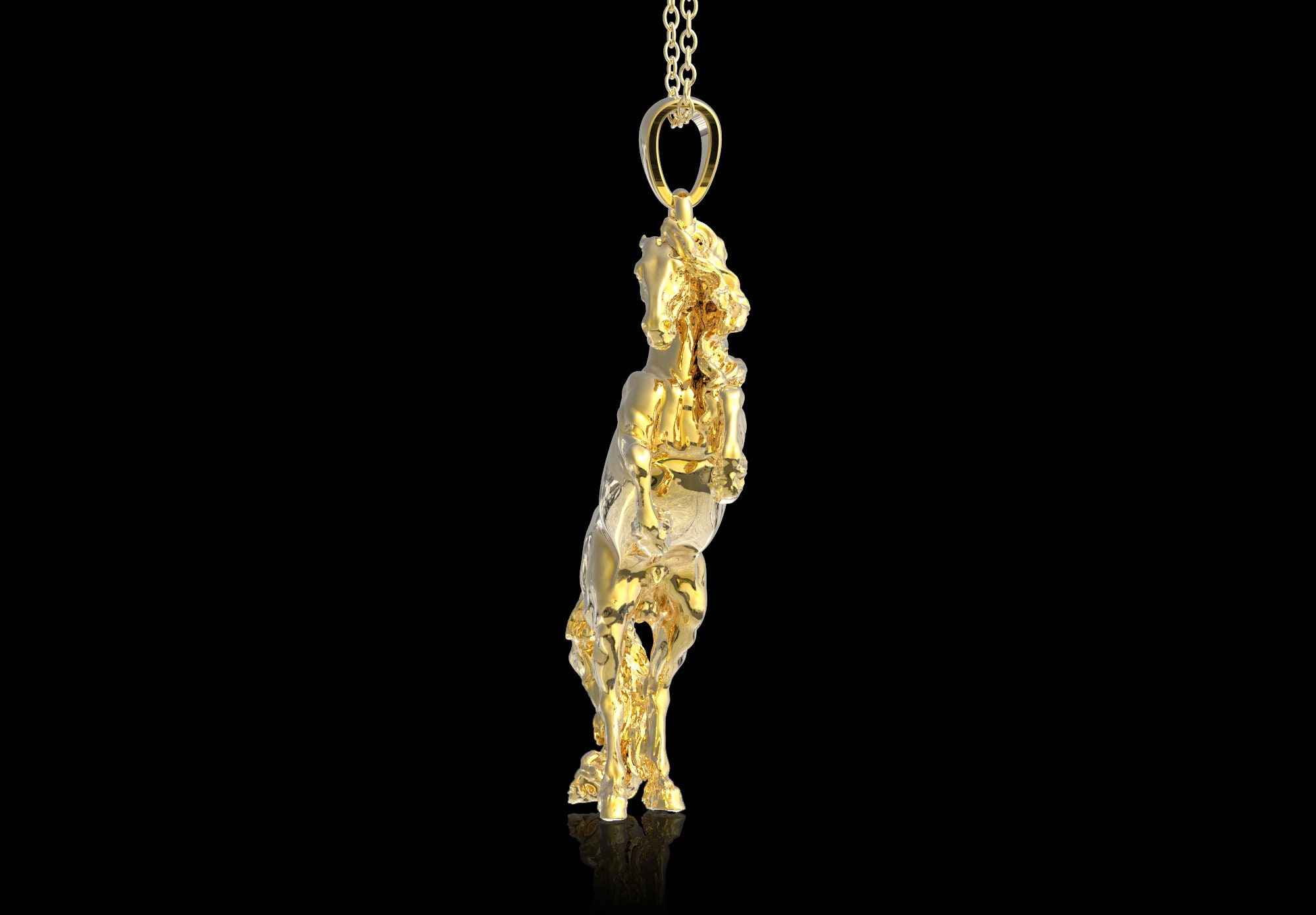 Pendentif Tête De Cheval En Or 18K - Bijou Ancien Détaillé - Occasion Bon état