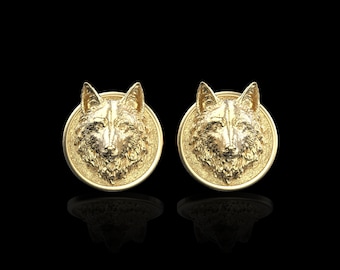 Bronze Wolf Cufflinks, Wolf Head Cufflinks For Men, Wild Wolf, Goom Wedding Gift, Wolf Jewlery For Men, Gift For Him, Wolf Gifts, Be a Wolf