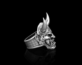 hannya ring silver925 般若リング 指輪 シルバー925 Japanese Oni Hannya Mask Ring: Sterling Silver Gothic Demon