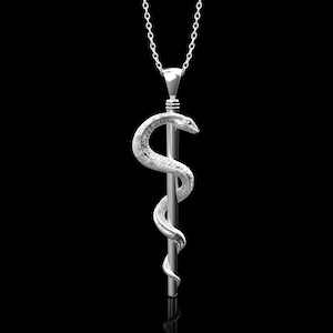 Sterling Silver Thulsa Doom Snake Necklace Pendant, Conan