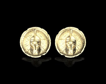 Bronze Spartan Helmet Shield Cufflinks Spartan Warrior Cufflinks Spartan Shield Cufflinks Greek Warrior Cufflinks Spartan Warrior Cufflinks