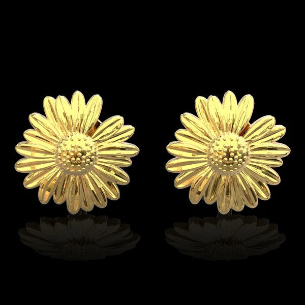 18K Gold Plated Daisy Cufflinks, Sunflower Cufflinks, Suit Accessories, Men Cuff Links, Groom Wedding Gifts, Gift For Him, Men's Jewelry