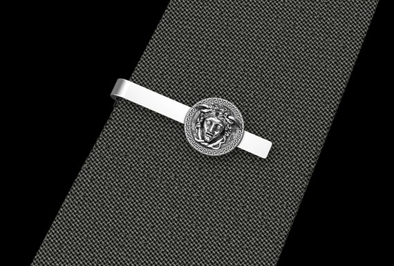 Sterling Silver Medusa Tie Bar Clip, Greek Medusa, Dad Gift, Men's Jewelry, Groom Gift, Best Man Gift, Tie Clip for Men,Tie Clips for Groom