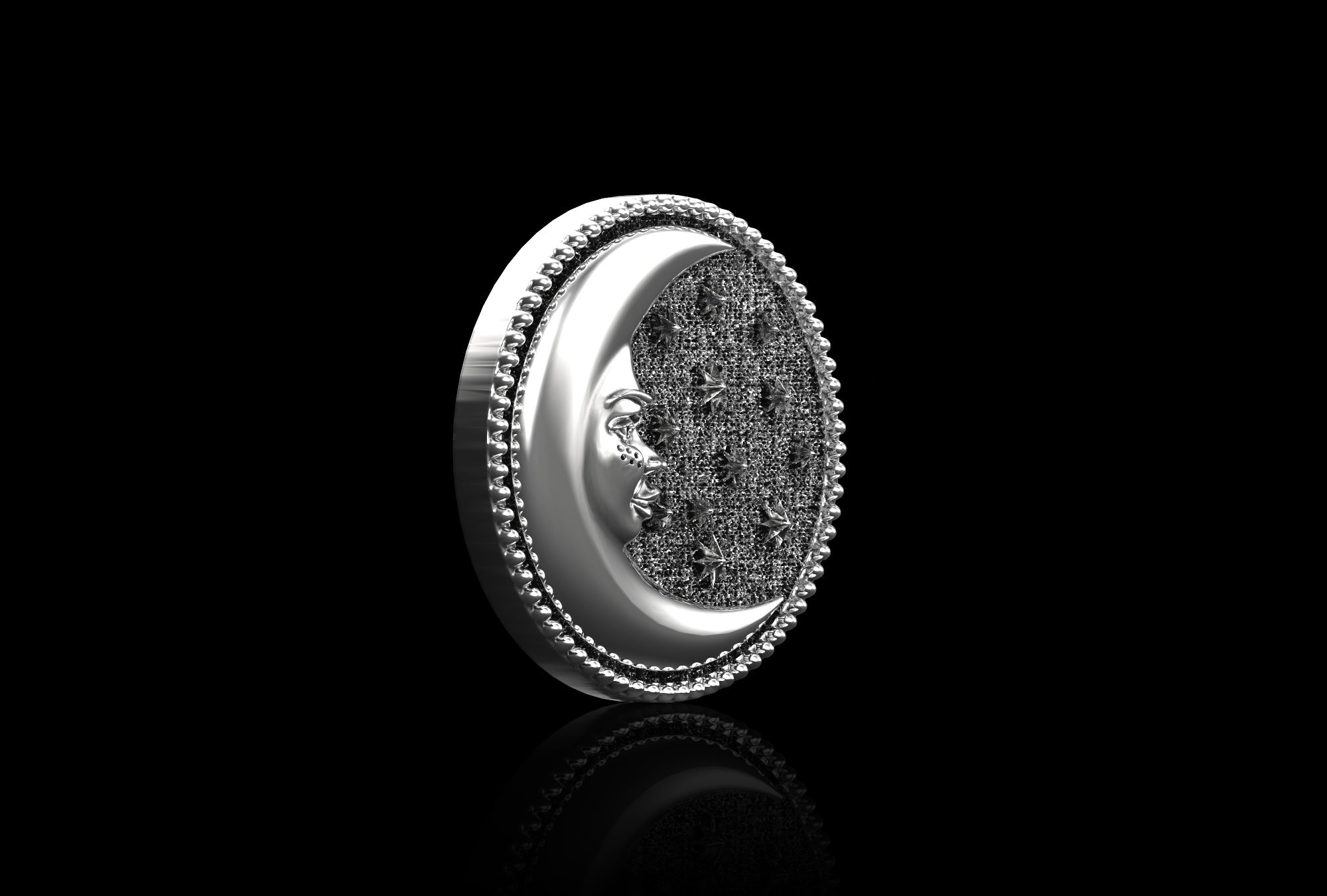 Sterling Silver Crescent Moon Lapel Pin, Brooch for Suit Moon