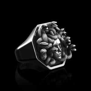 Antique Stering Silver Medusa Rings, Men Medusa Ring, Ancient Greek Mythology Ring, Gorgon Medusa Ring, Greek Medusa Ring, Gift For Him