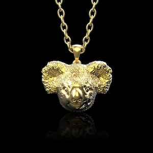 18K Gold Plated Koala Head Pendant, Koala Necklace, Australia Native Animal Jewelry, Gift for Him, Brithday Gift, Holiday Gift, Pendant Only