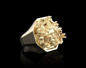 Bronze Medusa Rings, Men Medusa Ring, Ancient Greek Mythology Ring, Gorgon Medusa Ring, Greek Medusa Ring, Gift For Him, Men's Jewelry