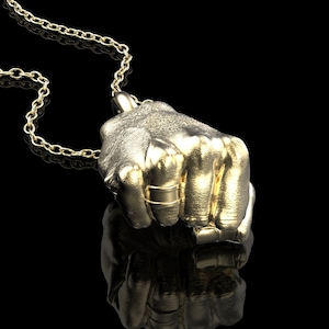 Bronze Fist Solid Pendant, Fist Jewelry, Hand Jesture Punk Jewelry, Power Symbol Charm, A Mans Clenched Hand Necklace, Pendant Only