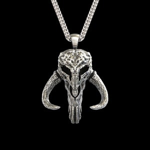 Sterling Silver Star Wars Mythosaur Pendant Necklace, The Mandalorian Skull Pendant,Bounty Hunter Jewelry,Mens Jewelry,Pendant Only No Chain