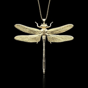 Bronze Long Dragonfly Necklace, Dragonfly Charm Necklace, Dragon Fly Pendant, ug jewelry, Insect Jewelry, Entomology Jewelry, Pendant Only