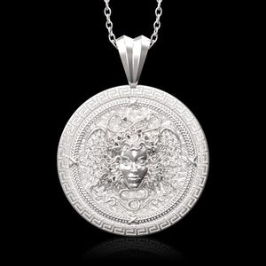 Gloss Sterling Silver Gorgon Medusa Men&#39;s Necklace Ancient Greek Mythology Medusa Pendant Gift for Him Ancient Greek Symbol, Pendant Only
