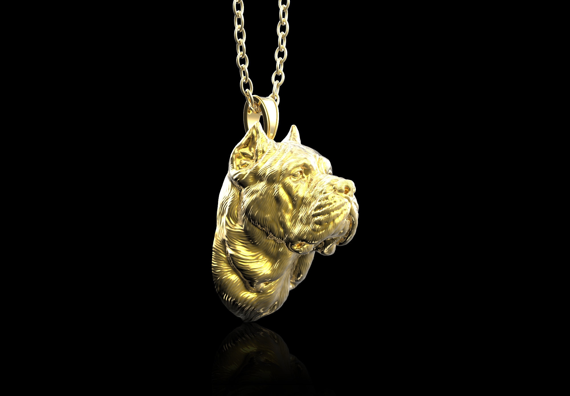 【honkyo】Big Pendant D.O.G Necklace 18K Gold Plated Cane Corso Head Pendant, Dog Necklace, Pet
