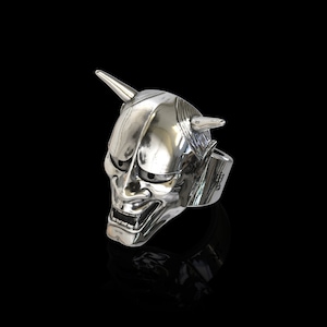 Sterling Silver Japanes Hannya Mask Men Ring, Devil Oni Ring, Japanese Symbol, Samurai Ring, Kabuki Mask, Japanese Style Demon Mask Ring