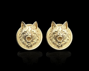 Bronze Wolf Cufflinks, Wolf Head Cufflinks For Men, Wild Wolf, Goom Wedding Gift, Wolf Jewlery For Men, Gift For Him, Wolf Gifts, Be a Wolf