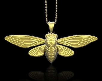 Collar con colgante de cigarra de latón, joyería de cigarra, joyería de insectos, collar de cigarra, collar de insectos, joyería de entomología, dije de cigarra, solo colgante