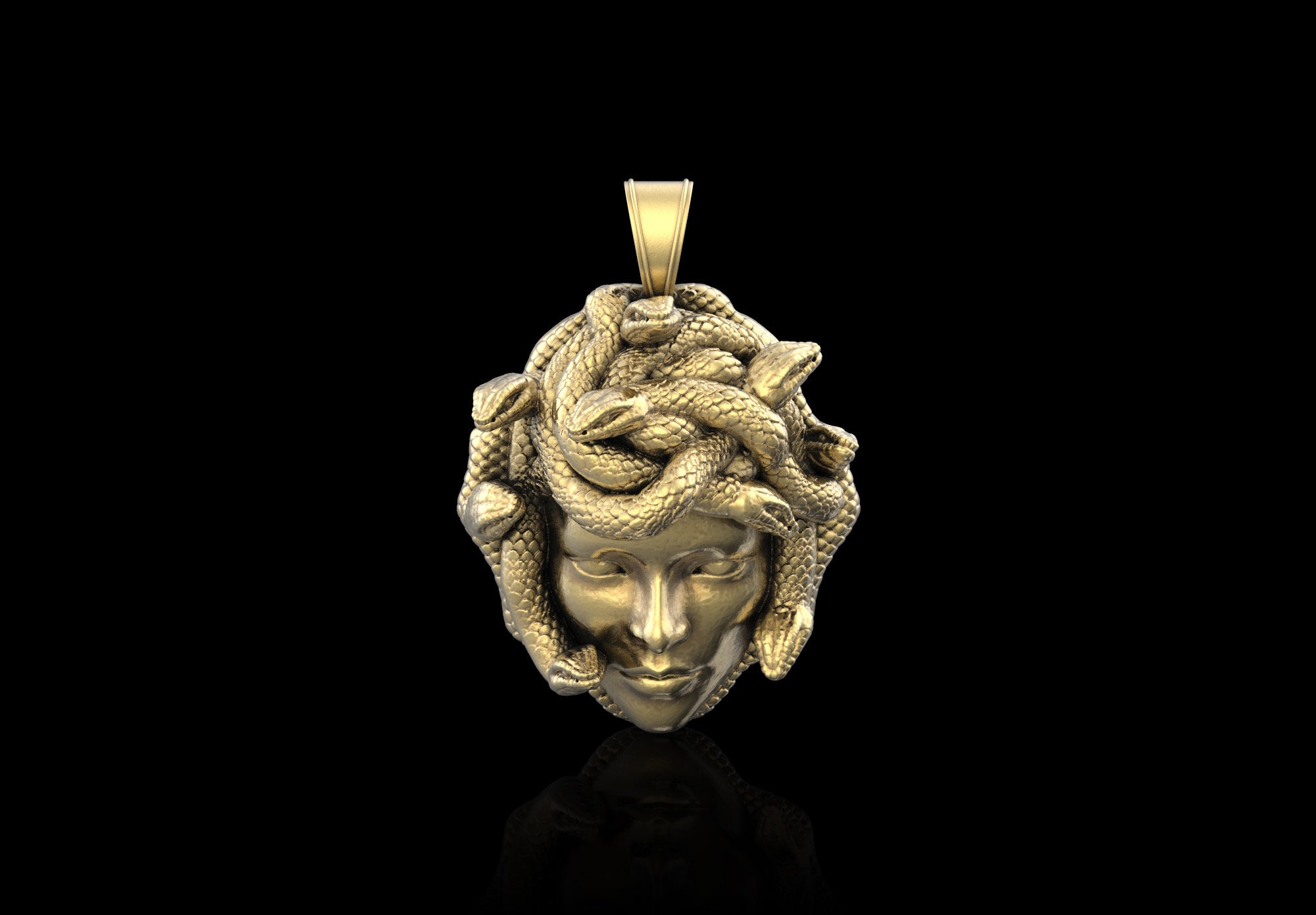 Medusa Head Bronze Pendant Necklace Greek Medusa | Etsy