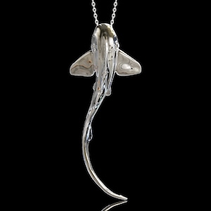 Personalized Sterling Silver Zebra Shark Pendant, Leopard Shark, Ocean Sealife, Marine Beach Item, Scuba Diving, Diver Jewelry, Pendant Only