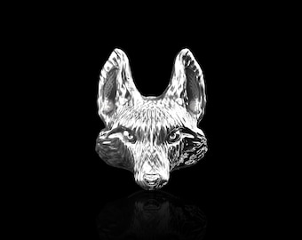 Épingle Revers Ancienne – Tête De Chasse Renard – Tons Argent