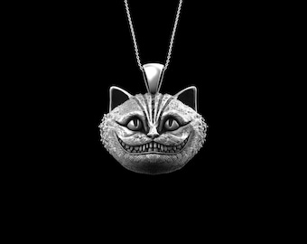 Sterling Silver Cheshire Cat Necklace, Alice in Wonderland, Alice’s Adventures in Wonderland Gift, Cat Jewelry, Gift For Lover, Pendant Only