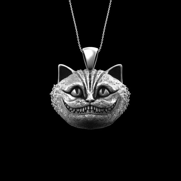 Collier chat du Cheshire en argent sterling, Alice au pays des merveilles, cadeau Les aventures d'Alice au pays des merveilles, bijoux chat, cadeau pour amoureux, pendentif uniquement