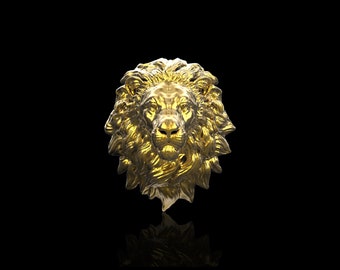 18K Gold überzogene ruhige Löwe-Anstecknadel-Männer, Brosche für Anzug-Löwen-Schmucksachen, Löwe-Liebhaber, Löwe-Pinbrosche, Geschenk für ihn, Löwe-Geschenk, Schmuck der Männer