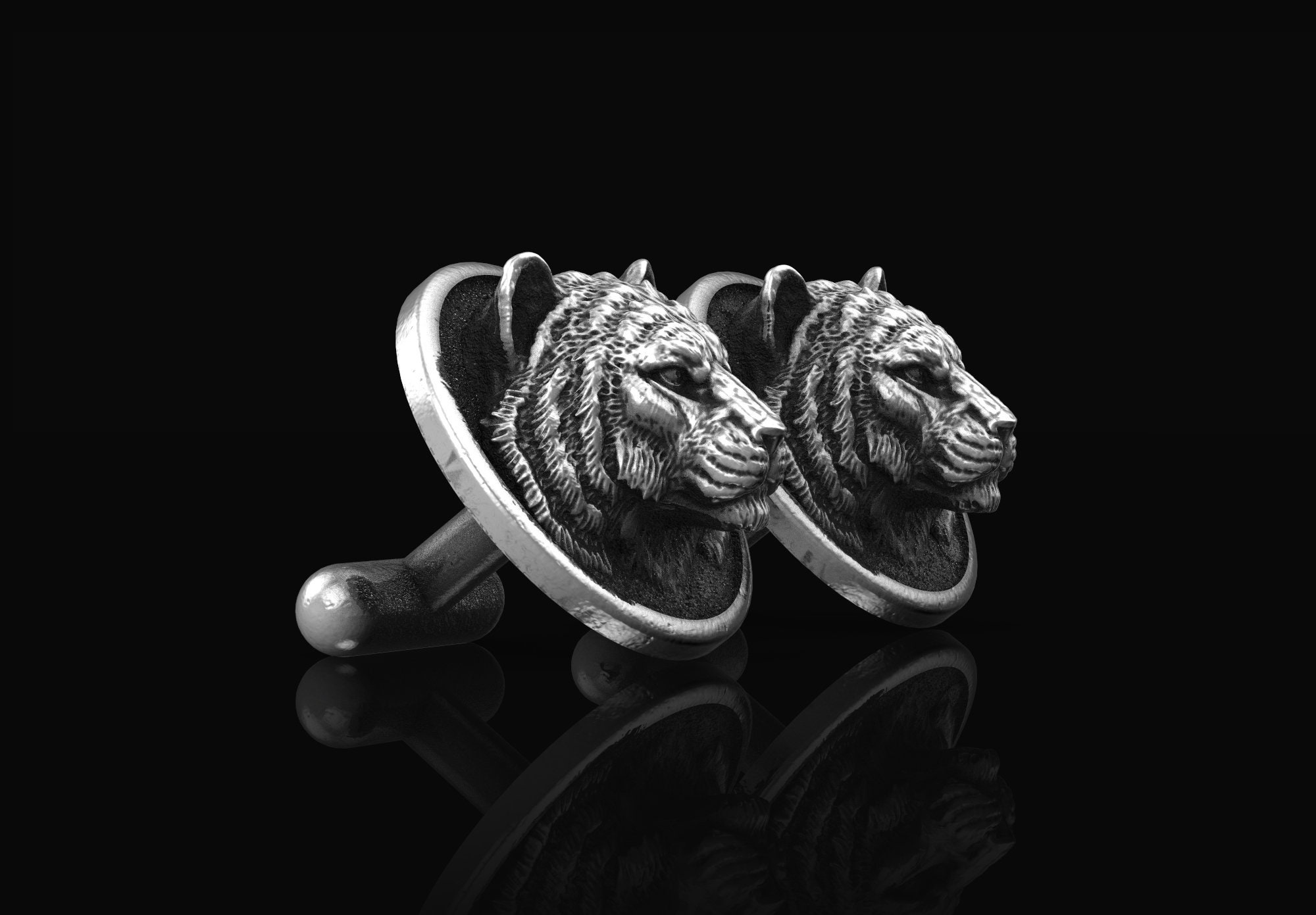 Tiger Cufflinks Silver Tiger Cufflinks Bengal Tiger Wild Etsy