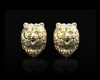 Bronzen beer manchetknopen, manchetknopen grizzlybeer, manchetknopen met dieren, herenaccessoires, cadeau bruidsjonkers, manchetknopen voor mannen, manchetknopen herenmode