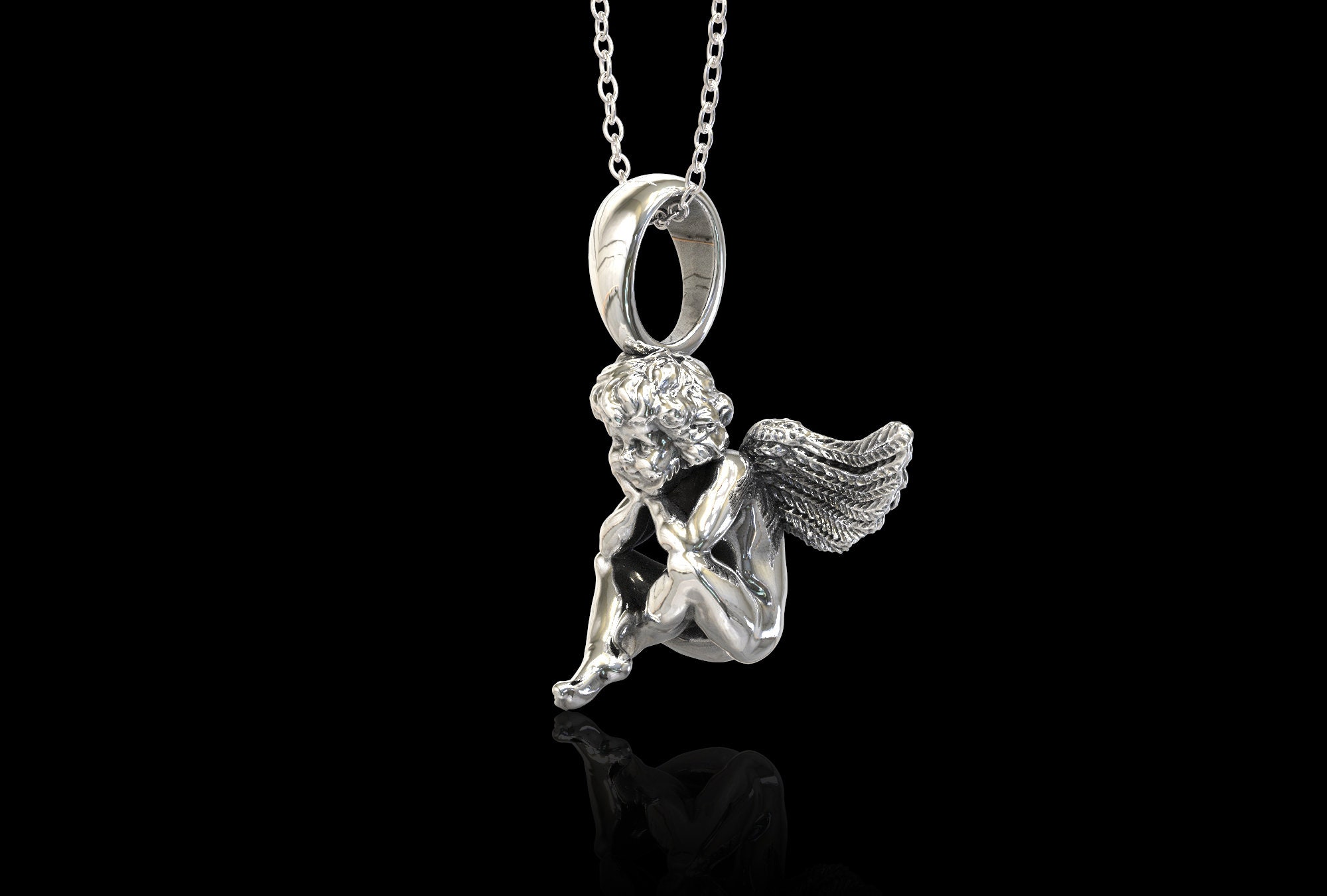 Collana con ciondolo Angelo Custode e zirconi in argento - Gioielli Aurum