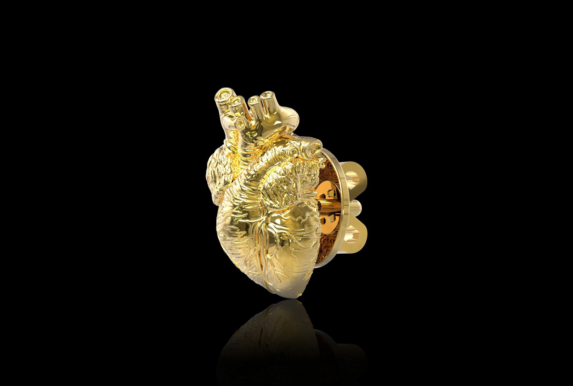 18K Gold Plated Anatomical Heart Lapel Pin Human Heart Brooch