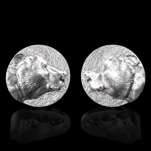 Sterling Silver Bear Cufflinks, Grizzly Bear Cufflinks, Animal Cufflinks Men Accessories, Groomsmen Gift, Cufflinks For Men, Men's Cufflinks