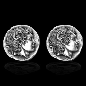 Obverse A Phoenix Rising from Its Flames Obverse 1973 Greece 50 Lepta BU Uncirculated Coin Silver Cufflinks NEW 