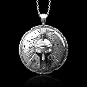 Spartan Helmet Shield Mens Pendant Necklace, Spartan Silver Pendant, Spartan Shield , Greek Warrior Necklace, Gift For Him, Pendant Only