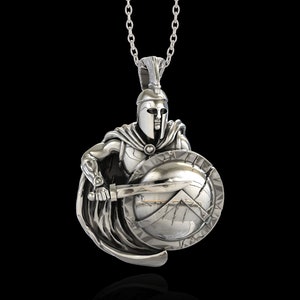 Antique Sterling Silver Spartan Warrior Necklace For Men, Ancient Greek Warrior Jewelry, Leonidas Necklace, Gift For Him, Pendant Only
