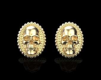 Bronze Mens Skull Cufflinks, Skull Cufflinks, Human Skull Jewelry, Tuxedo Item, Mens Jewelry, Suit Accessory, Dark Edge Jewelry,Gothic Punk