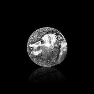 アクセサリー HARPO Silver  Animal Brooch Bear Handcrafted Sterling Silver Bear Head Lapel Pin, Detailed