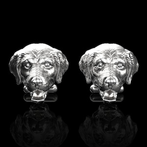 Sterling Silver Golden Retriever Cufflinks, Labrador Retriever Dog Cufflinks, Animal Cufflinks, I Love Pet, Men Jewelry, Suit Accessories