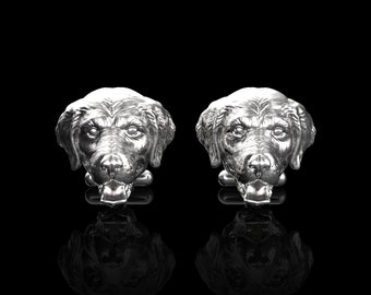 Sterling Silver Golden Retriever Cufflinks, Labrador Retriever Dog Cufflinks, Animal Cufflinks, I Love Pet, Men Jewelry, Suit Accessories